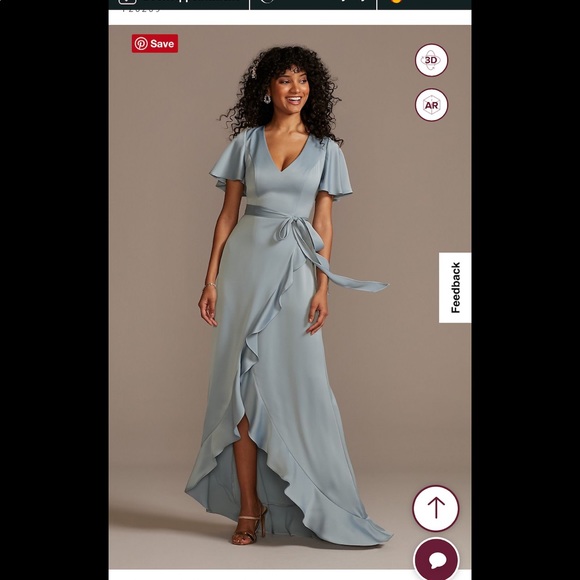 David’s Bridal Dusty Blue Dress - Picture 2 of 6